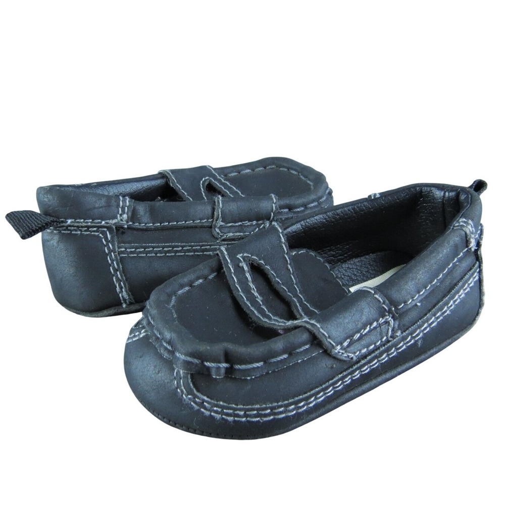 Baby Gap Boys Loafer Size T‎ 3-6  Month Medium Shoes Black Synthetic Slip On